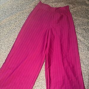 Kellé Pink pinstriped cropped wide leg pant